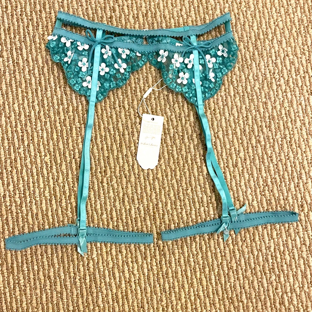 For Love & Lemons daisy embroidered garter belt